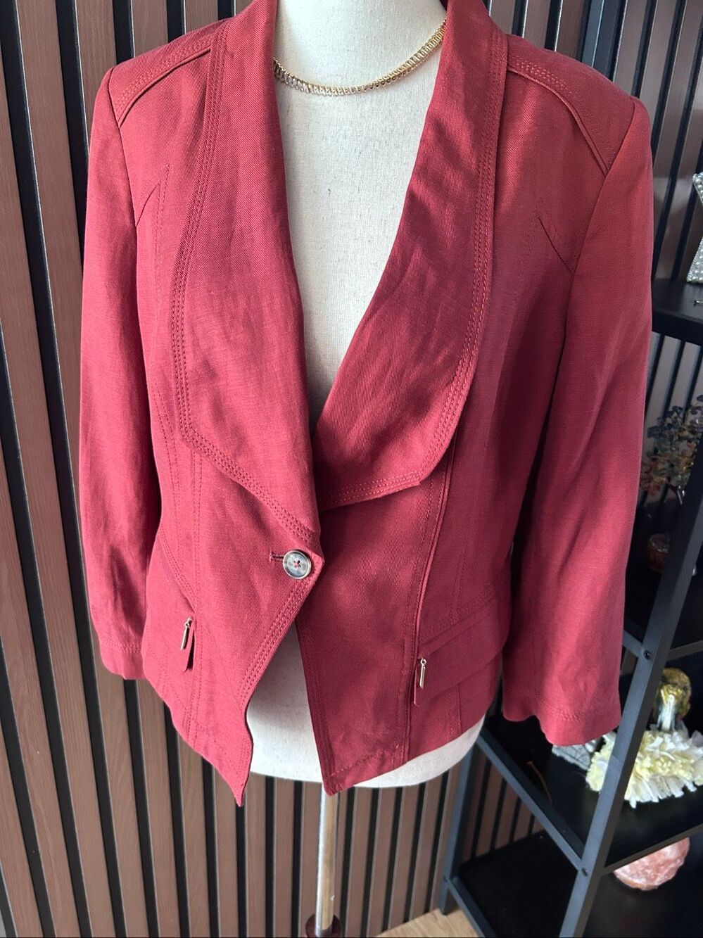 White House black market linen blend blazer size 8 color reddish orange
